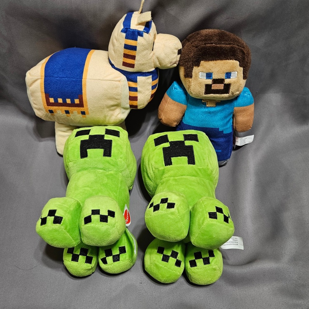 Mattel Minecraft Plush Set Steve Llama 2 Creepers Stuffed Animal‎ Bundle 4pc